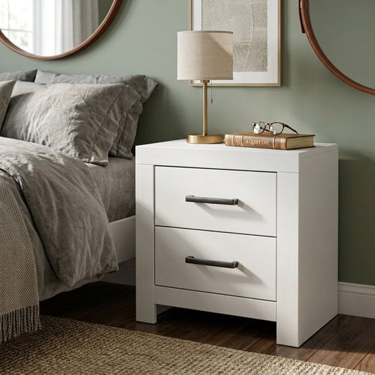 Oria 2 Drawer Bedside – Acacia/Pure White - alternate view