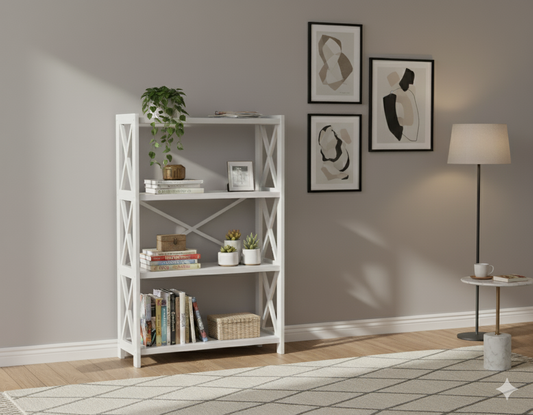 Dixon Bookcase White - 1230x800x300MM