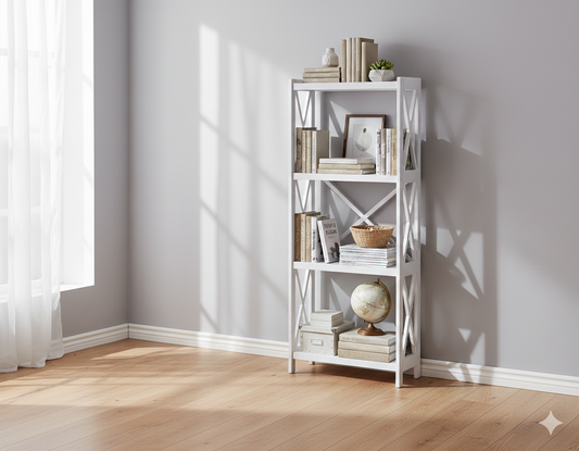 Dixon Bookcase White - 1230x400x300MM
