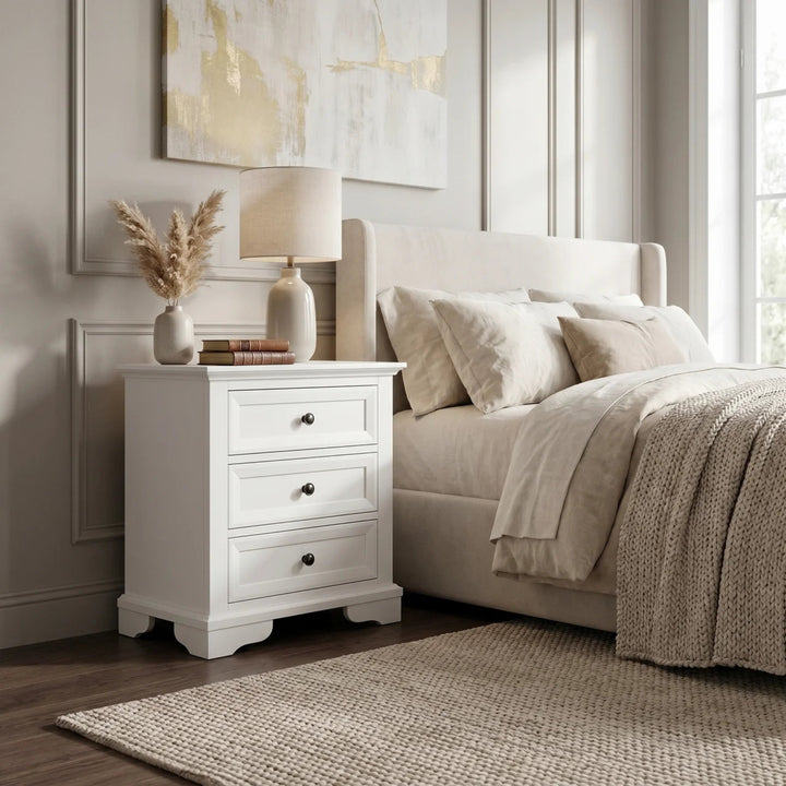 Orion Bedside Drawer Table - White | Furniture World NZ