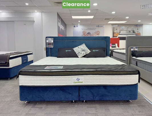 OptiNap Mattress + NZ Made Posturemax Bed Base Cali King floor Model Bedroom Furniture Sets
