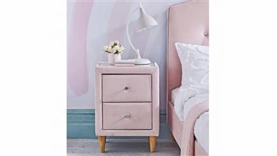 Vireo Fabric Bedside Table – Pink - alternate view
