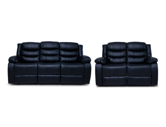 CozyCrown 3RR + 2RR Recliner Suite with Cup Holder Black