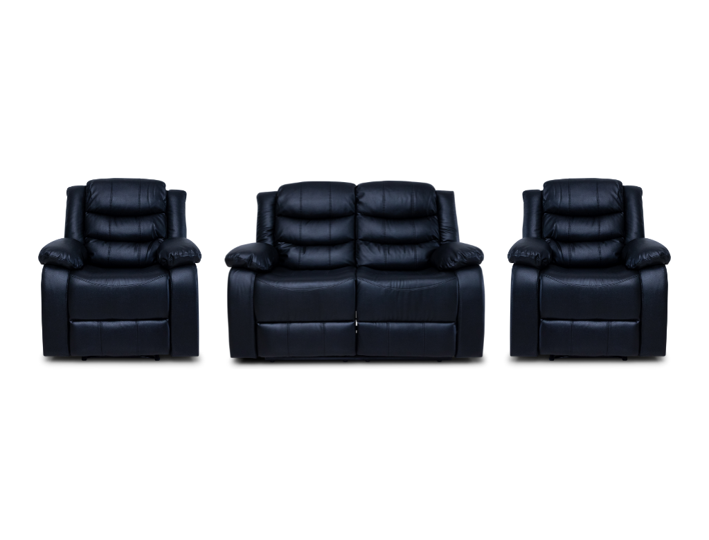CozyCrown 2RR + R + R Recliner Suite with Cup Holder Black