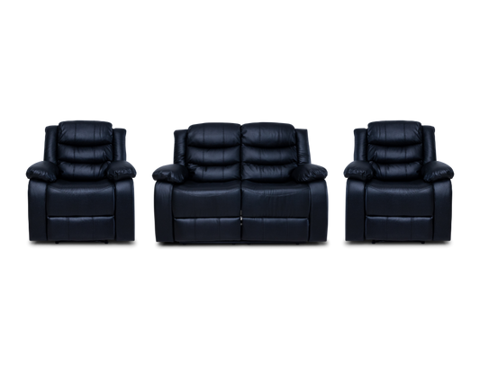 CozyCrown 2RR + R + R Recliner Suite with Cup Holder Black