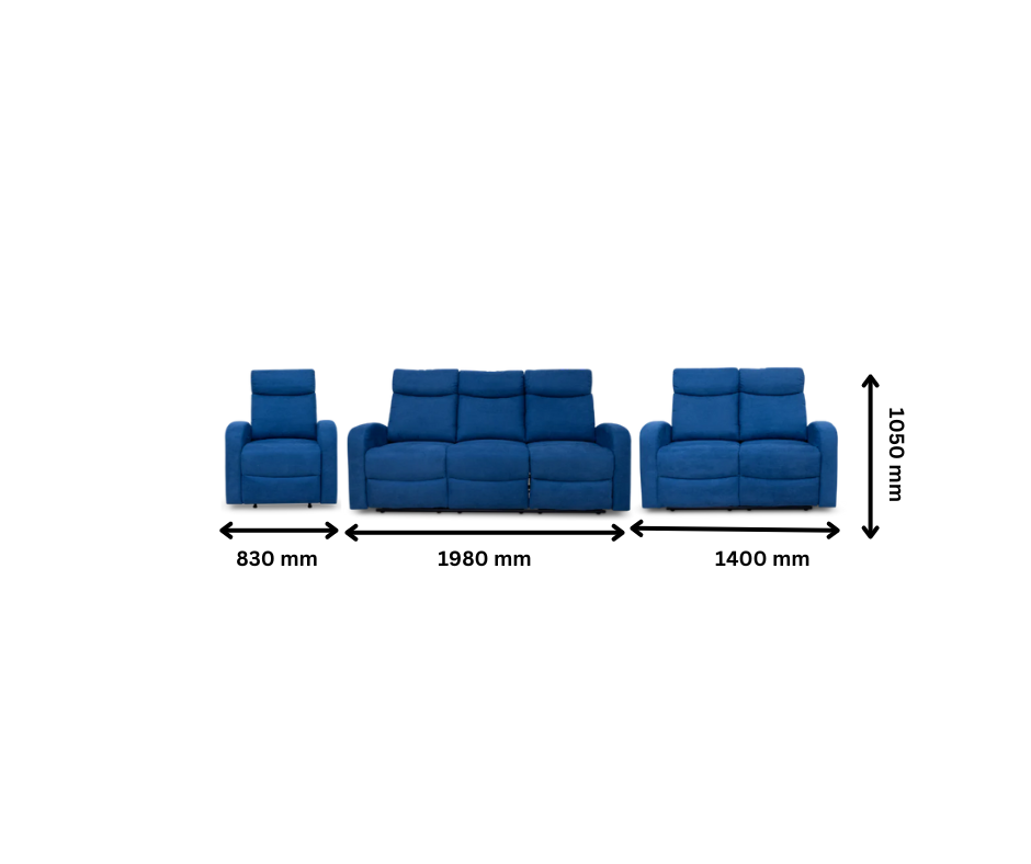 SupreCoz 3RR + 2RR + R Recliner Suite Linen Blue