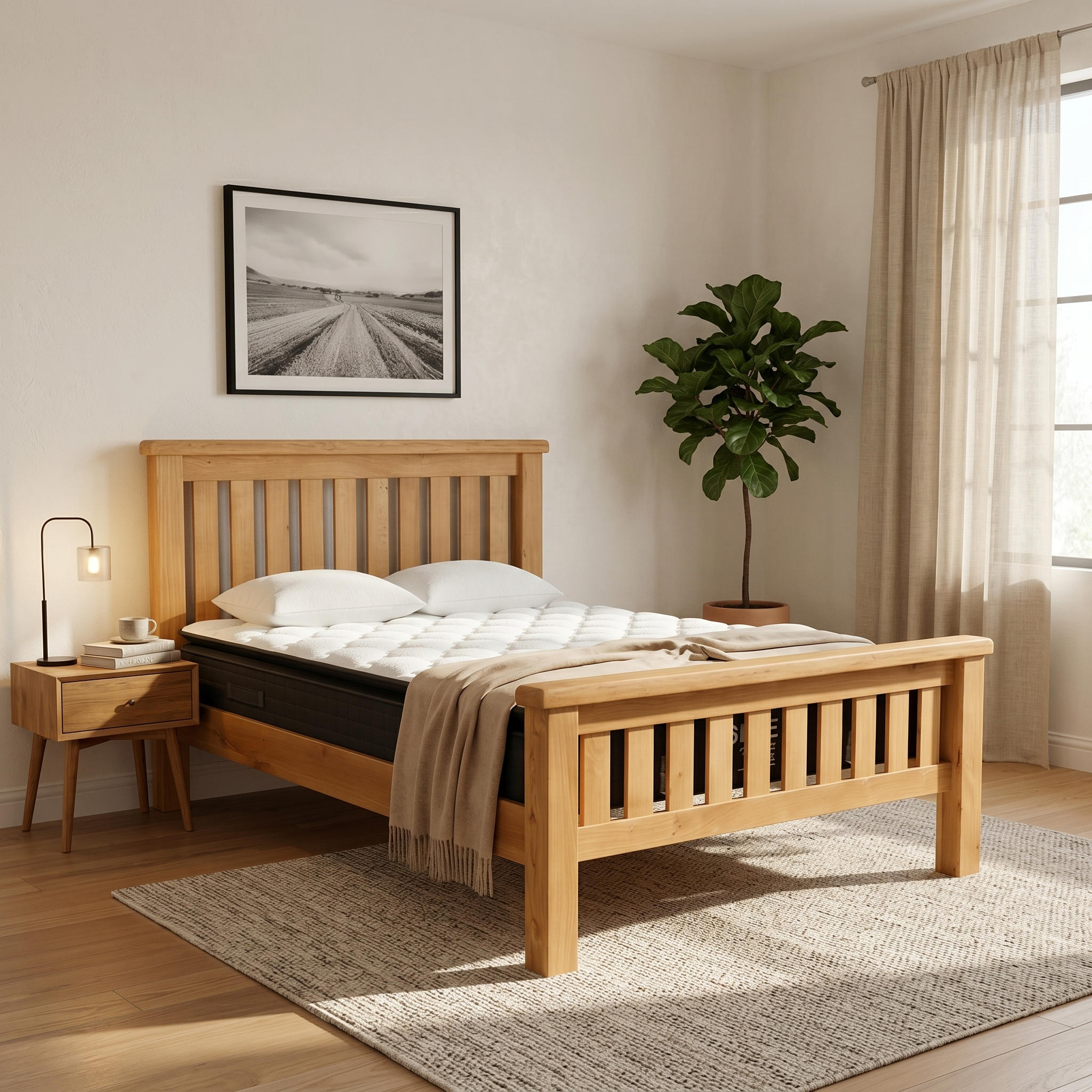Richard Bed Frame + SleepTime Medium Mattress - lifestyle