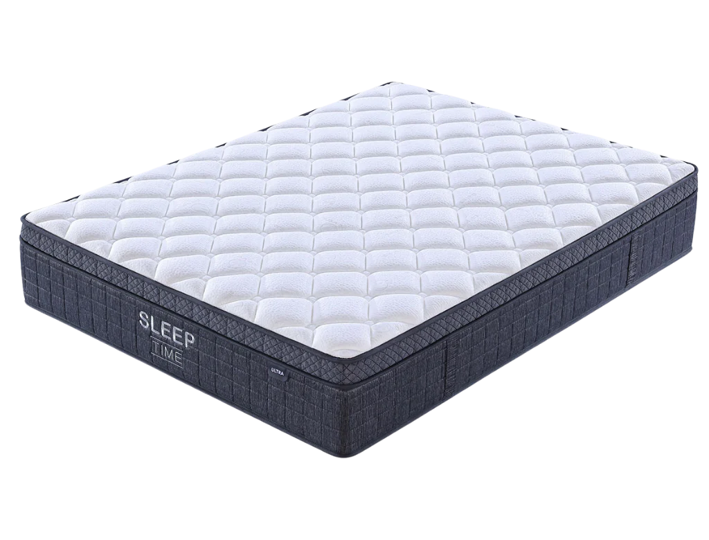 Medallion Bed Frame (White) + SleepTime Ultra Mattress Queen