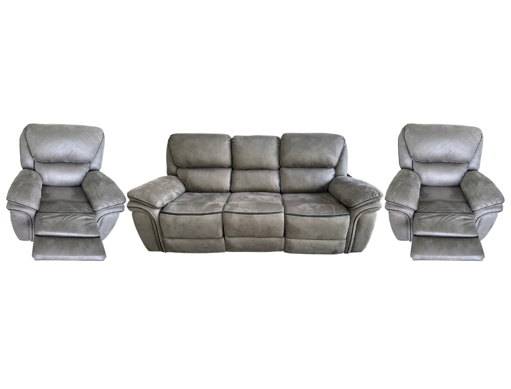 Comfort Cove 3RR + R + R Recliner Suite Grey Furniture World Auckland