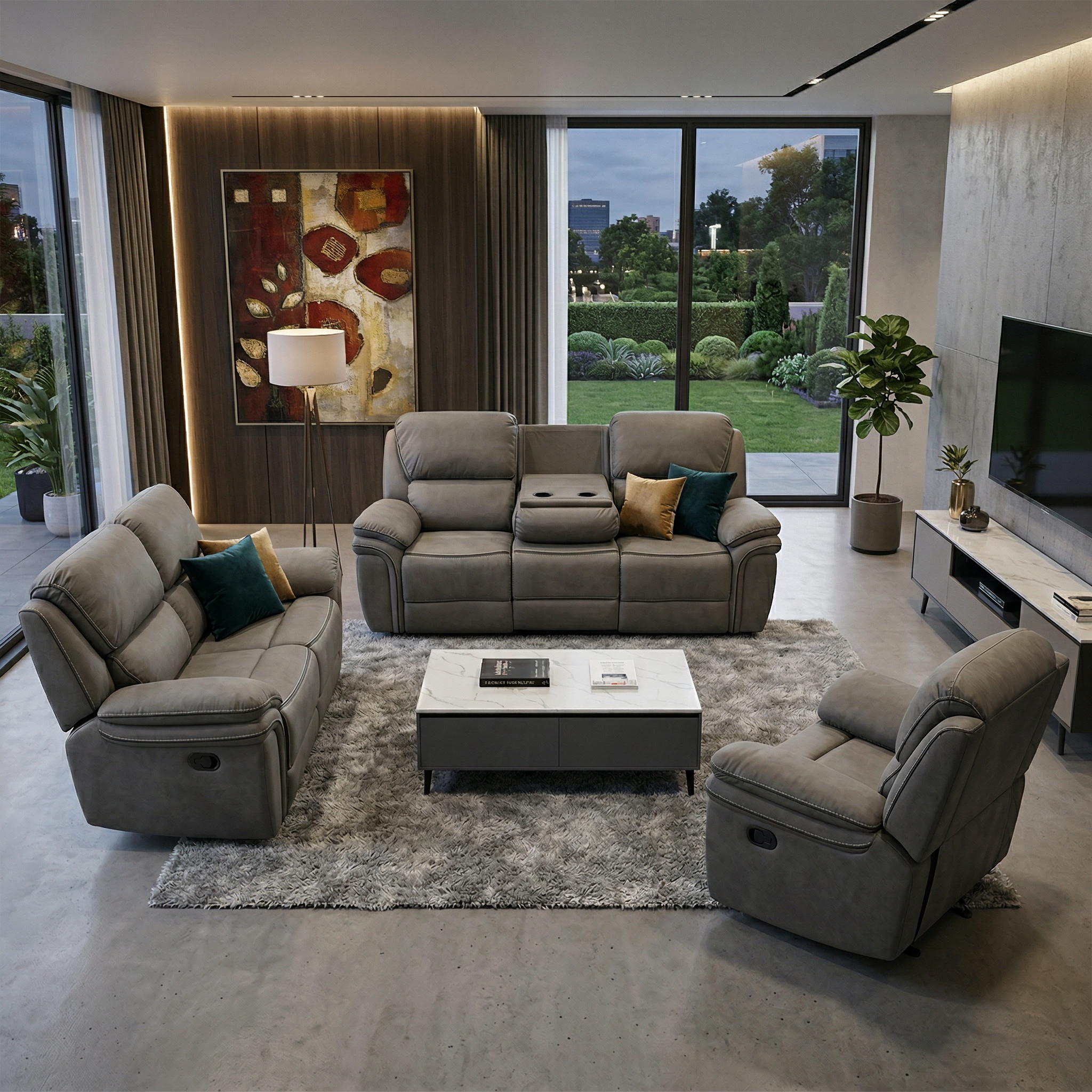 Comfort Cove Recliner Suite Grey | Furniture World NZ