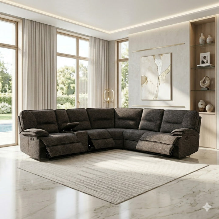 Maryland Fabric Sectional Corner Dark Grey | Furniture World NZ