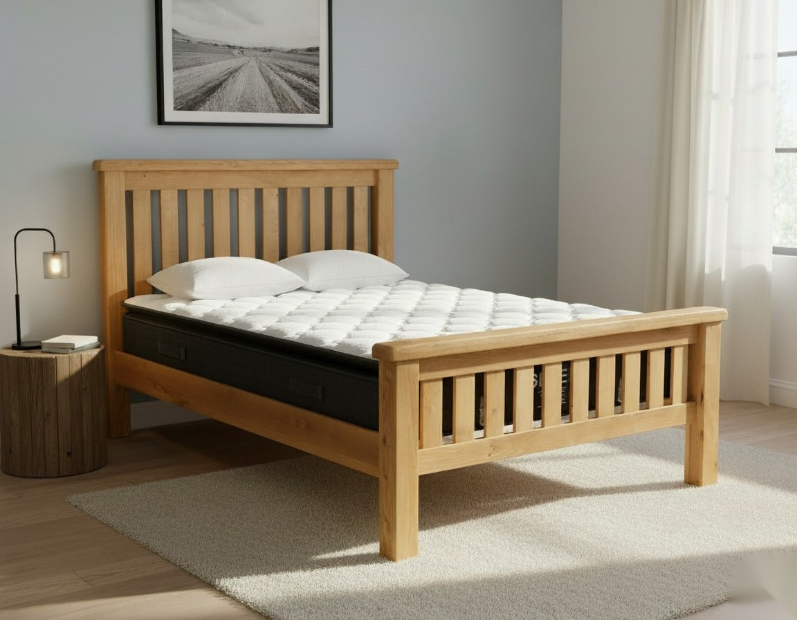 Richard Bed Frame + SleepTime Medium Mattress - Detail View | Furniture World NZ