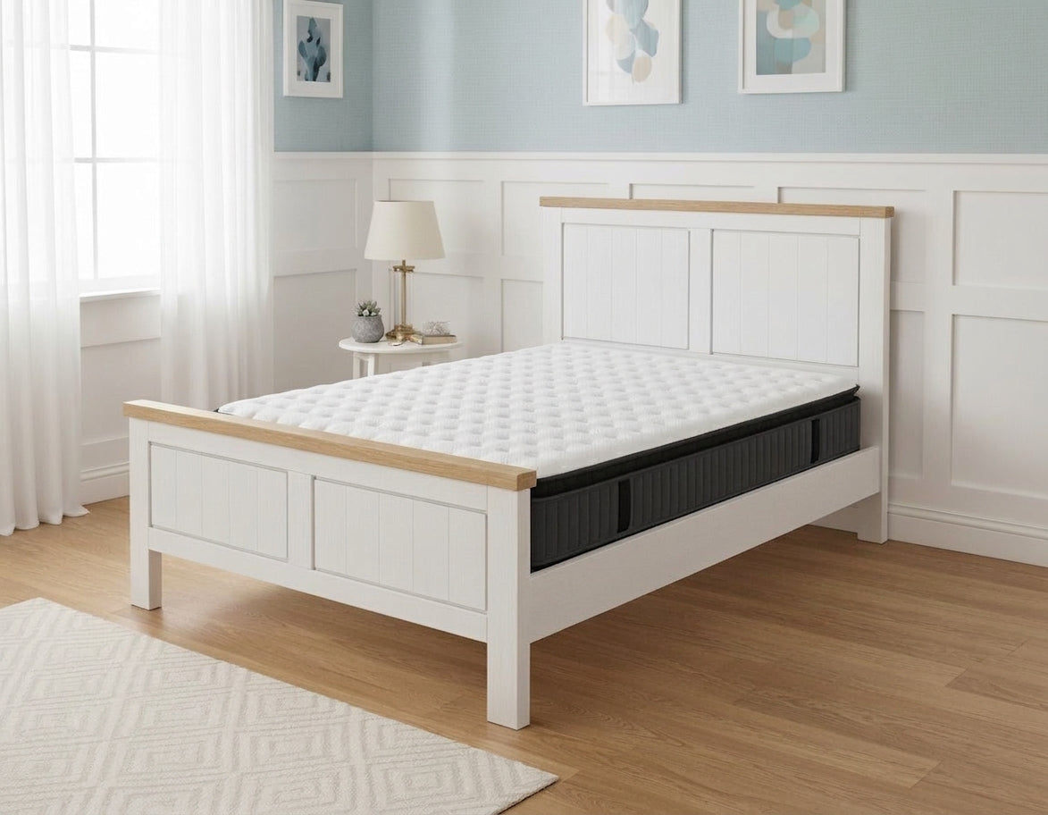 Urbannest Bed Frame + SleepTime Pocket Pillowtop Mattress - Detail View | Furniture World NZ