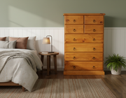 NestHeaven 8 Drw Tallboy Honey | Furniture World Auckland