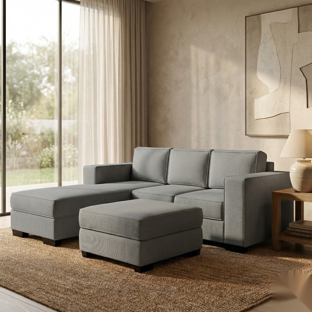 NZ Made Kiwi Comfort 3 Seater with Chaise Corner Sofa | Furniture World Auckland