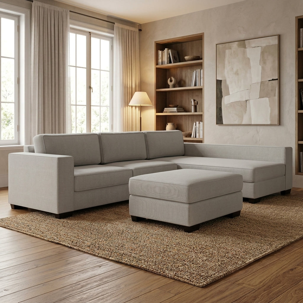 NZ Made Kiwi Comfort Long-Arm with Chaise Corner Sofa | Furniture World Auckland