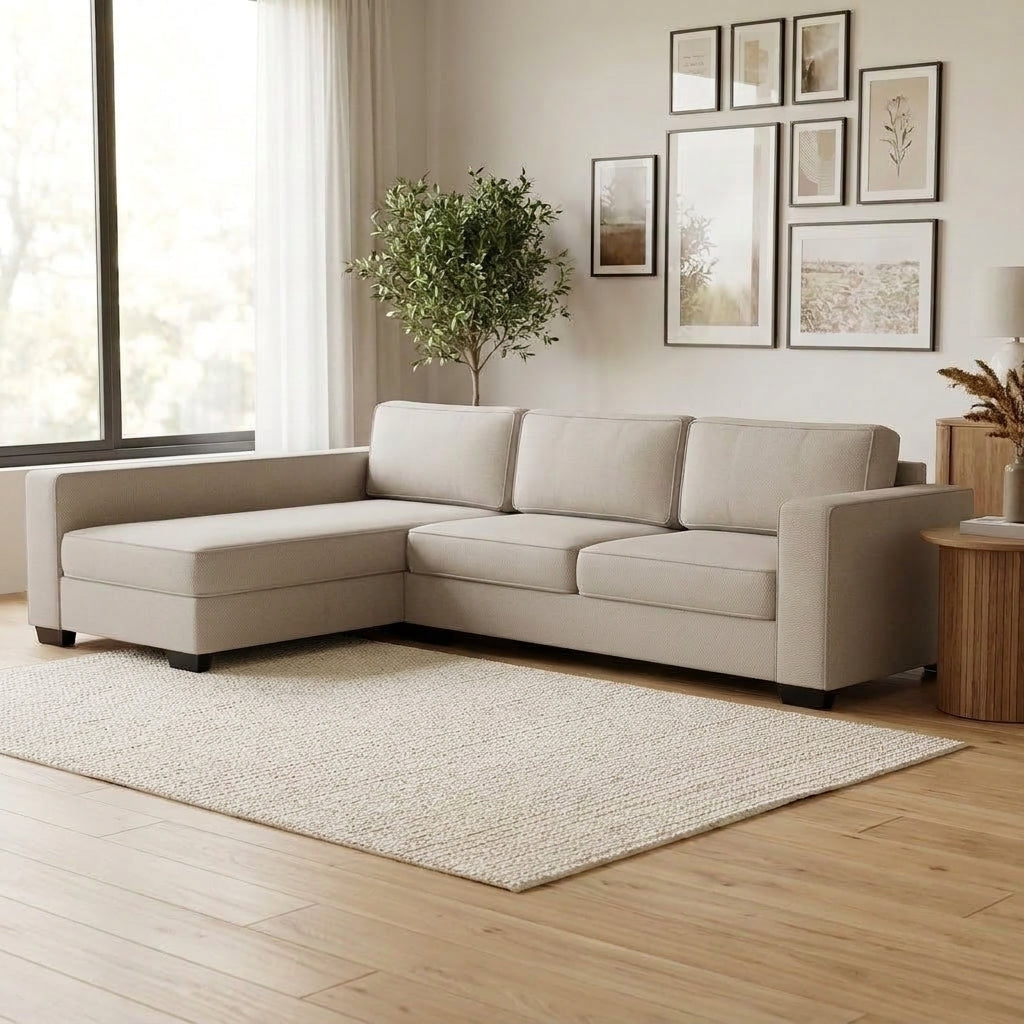 NZ Made Kiwi Comfort Long-Arm with Chaise Corner Sofa | Furniture World Auckland