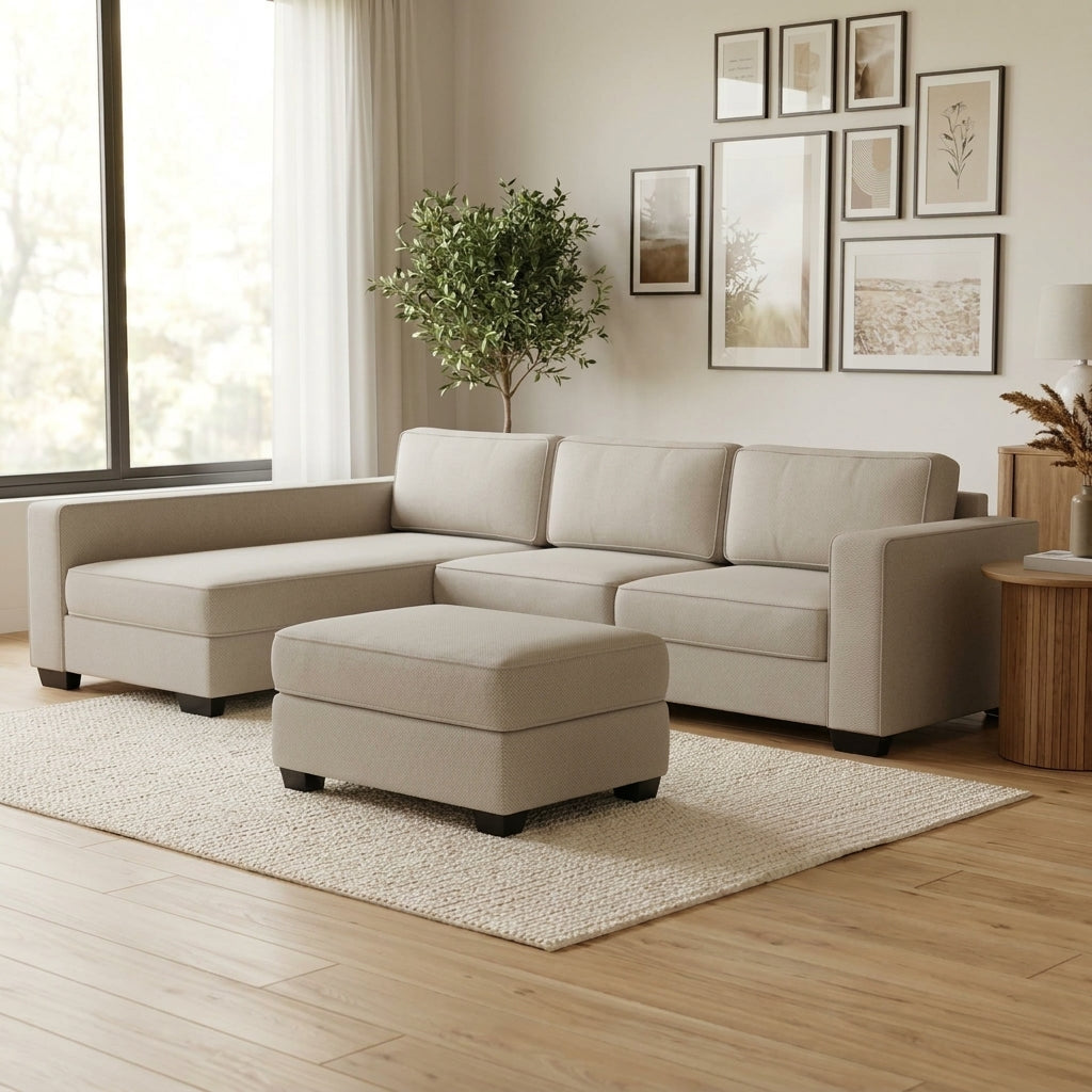 NZ Made Kiwi Comfort Long-Arm with Chaise Corner Sofa | Furniture World Auckland