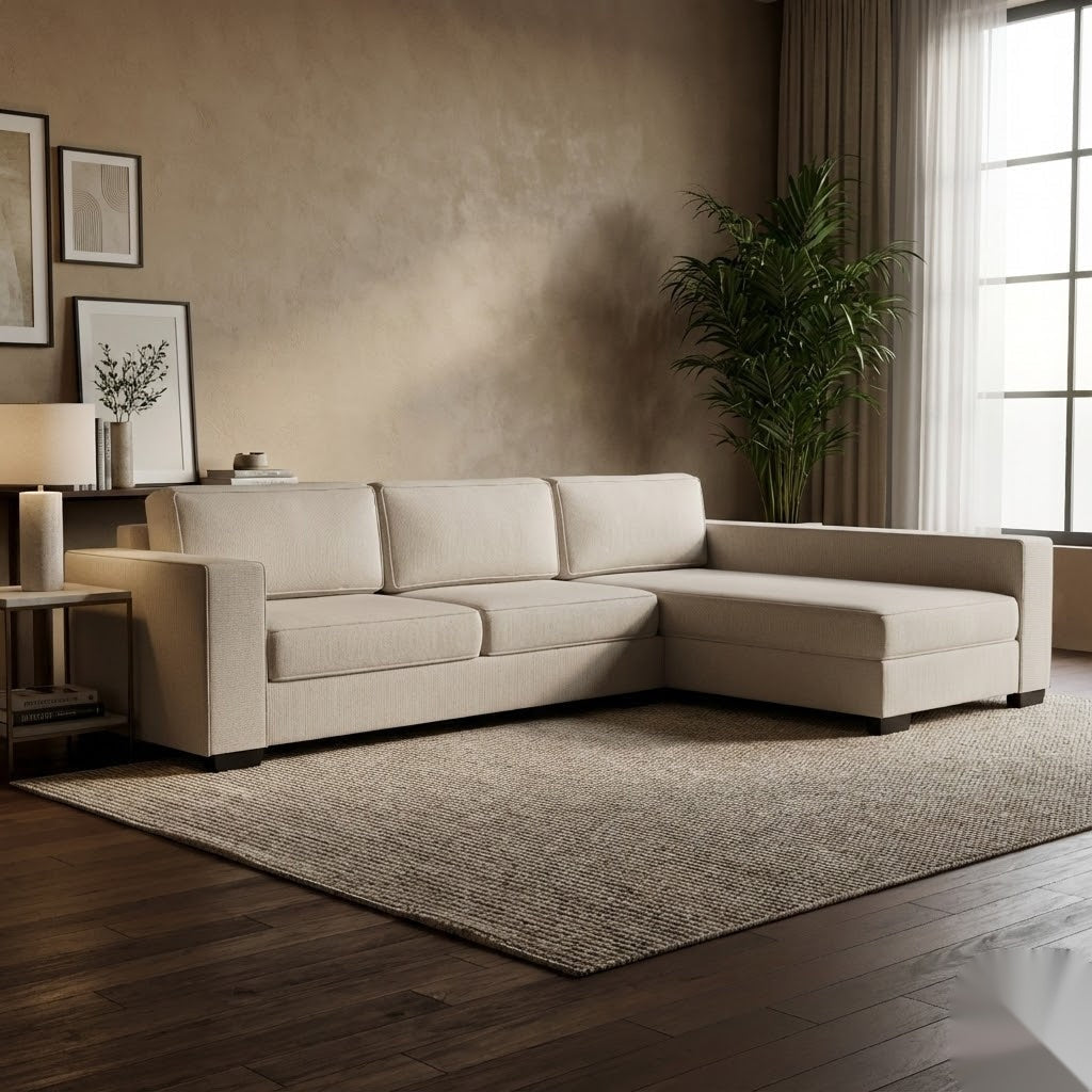 NZ Made Kiwi Comfort Long-Arm with Chaise Corner Sofa | Furniture World Auckland