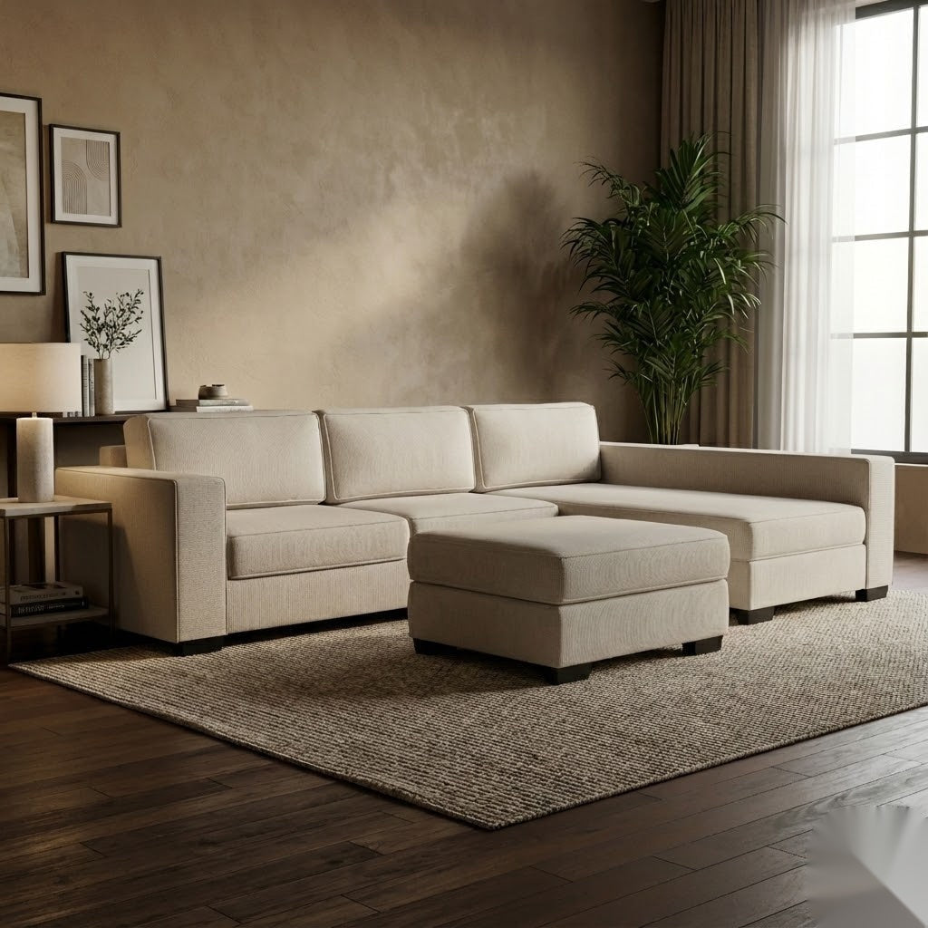 NZ Made Kiwi Comfort Long-Arm with Chaise Corner Sofa | Furniture World Auckland