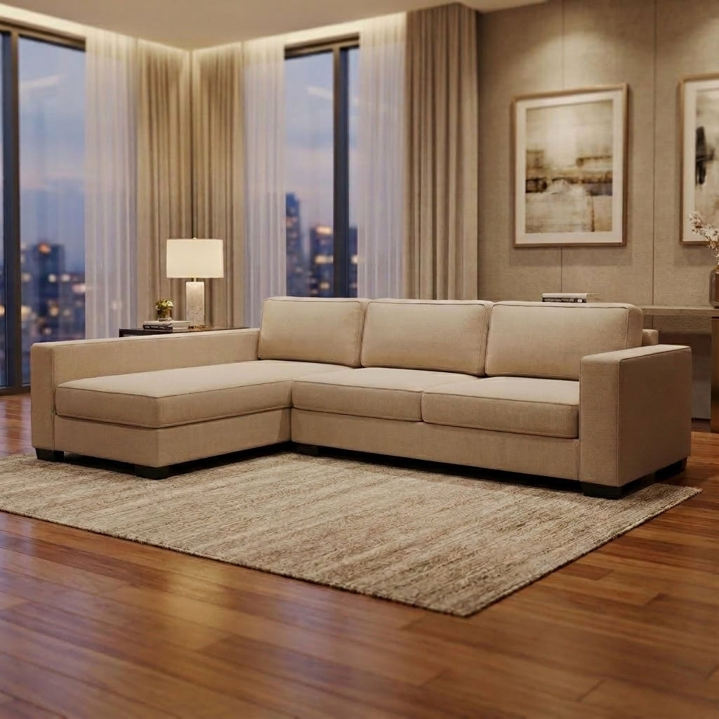 NZ Made Kiwi Comfort Long-Arm with Chaise Corner Sofa | Furniture World Auckland
