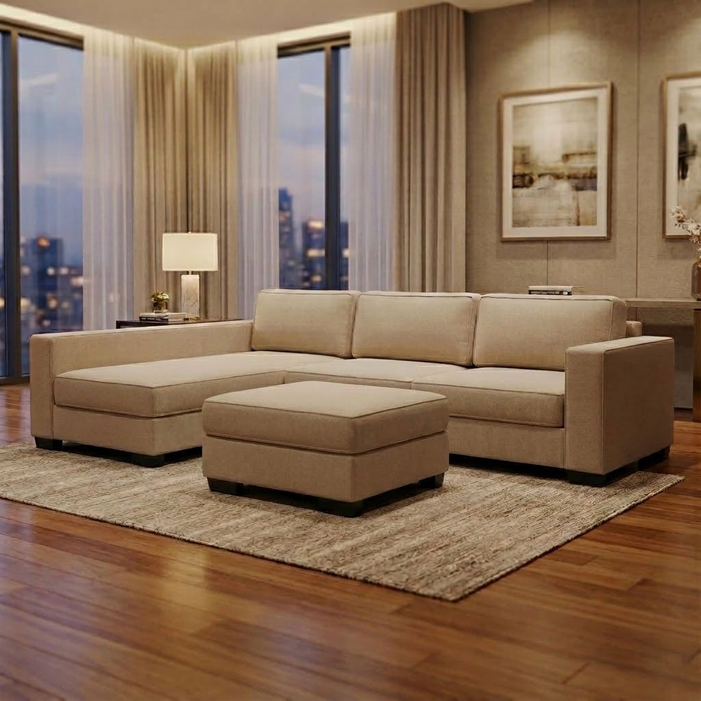 NZ Made Kiwi Comfort Long-Arm with Chaise Corner Sofa | Furniture World Auckland