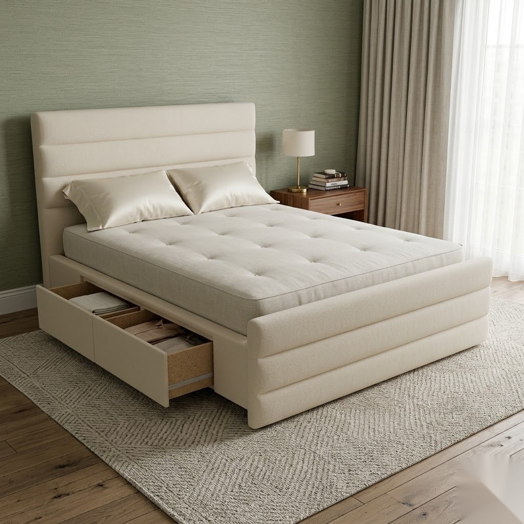 NZ Made Regal Bed Frame With Drawers + Venus Medium Mattress — Bed Bundle - Detail View | Furniture World NZ