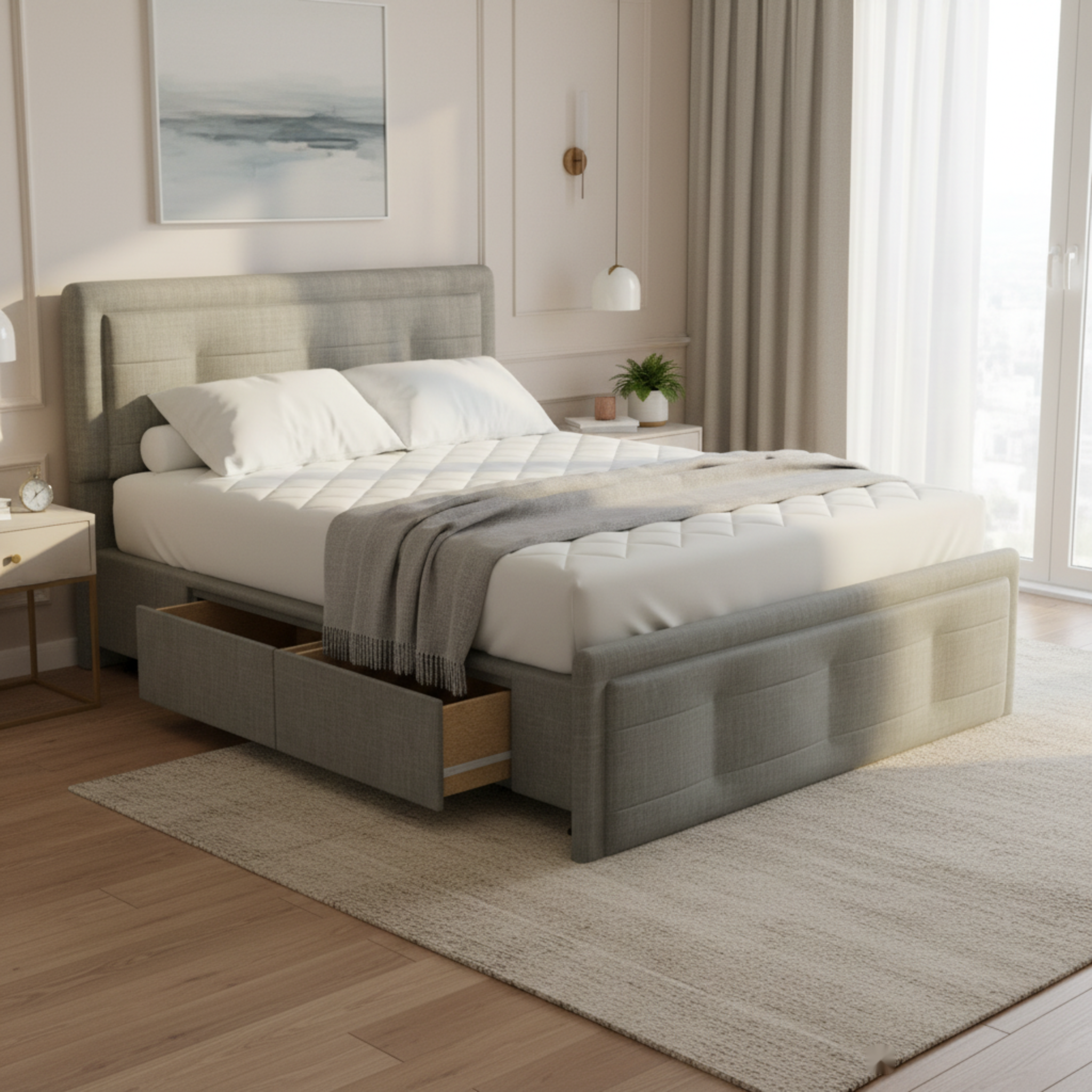 NZ Made Chelton Bed Frame With Drawers + Bliss Max Medium Mattress | Furniture World NZ