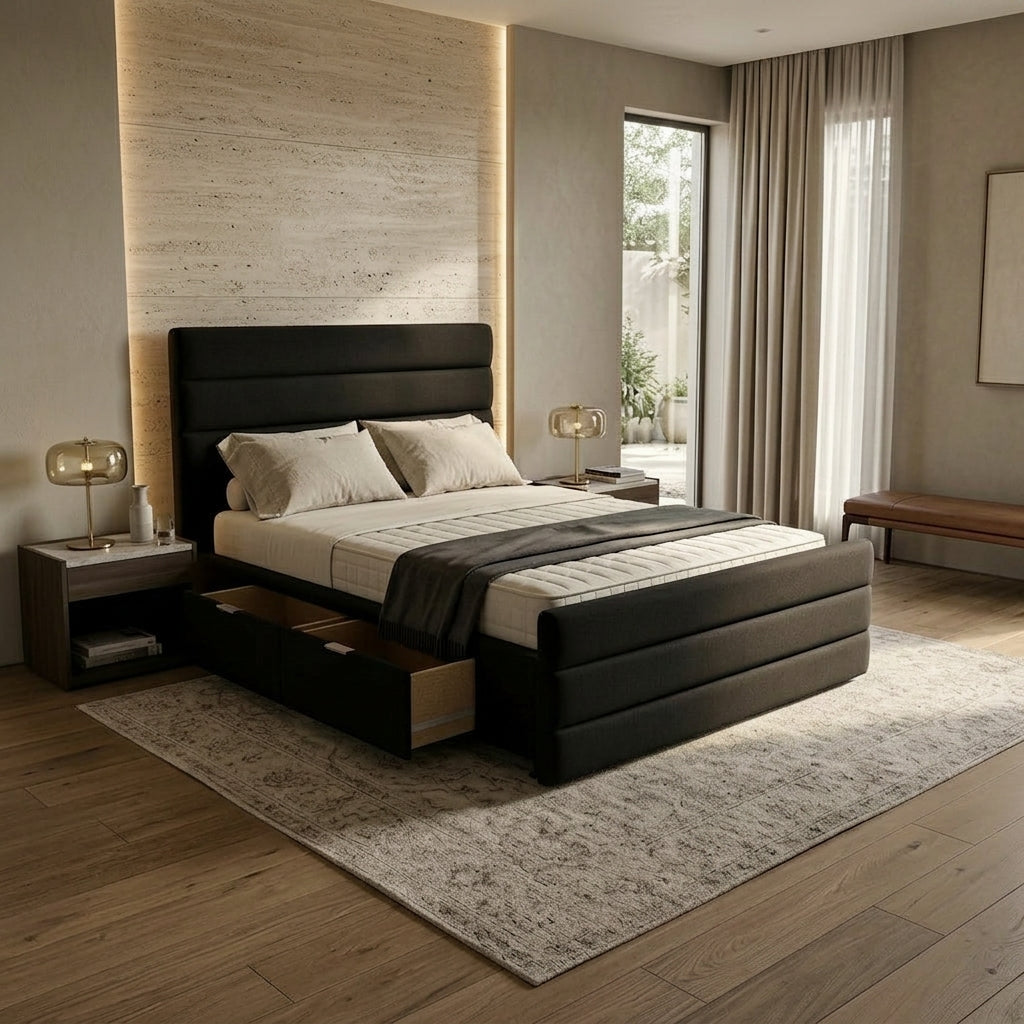 NZ Made Regal Bed Frame With Drawers + Bliss Max Medium Mattress | Furniture World NZ