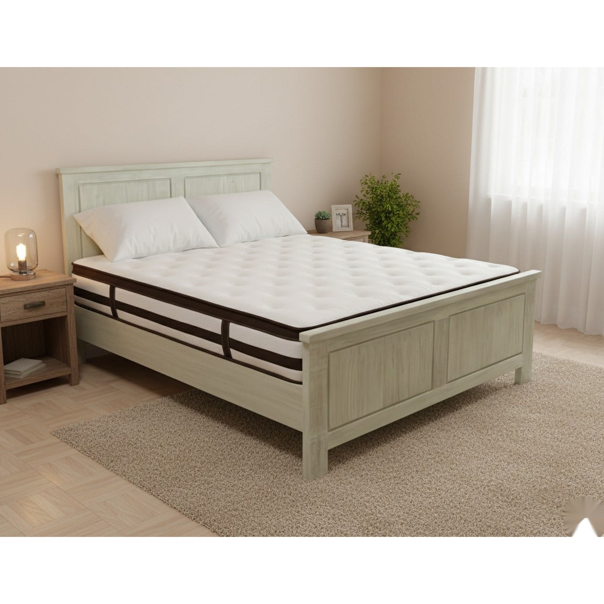 Signature Bed Frame + Fiona Plush Mattress - Side View | Furniture World NZ