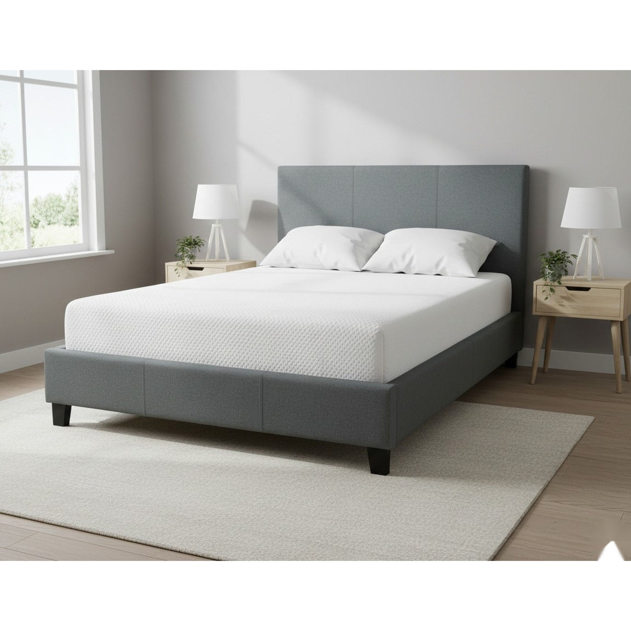 Sleeptime  Bed Frame Linen Grey - Side View | Furniture World NZ