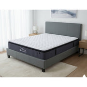 Sleeptime  Bed Frame Linen Grey + SleepTime Pocket Pillowtop Mattress - Side View | Furniture World NZ
