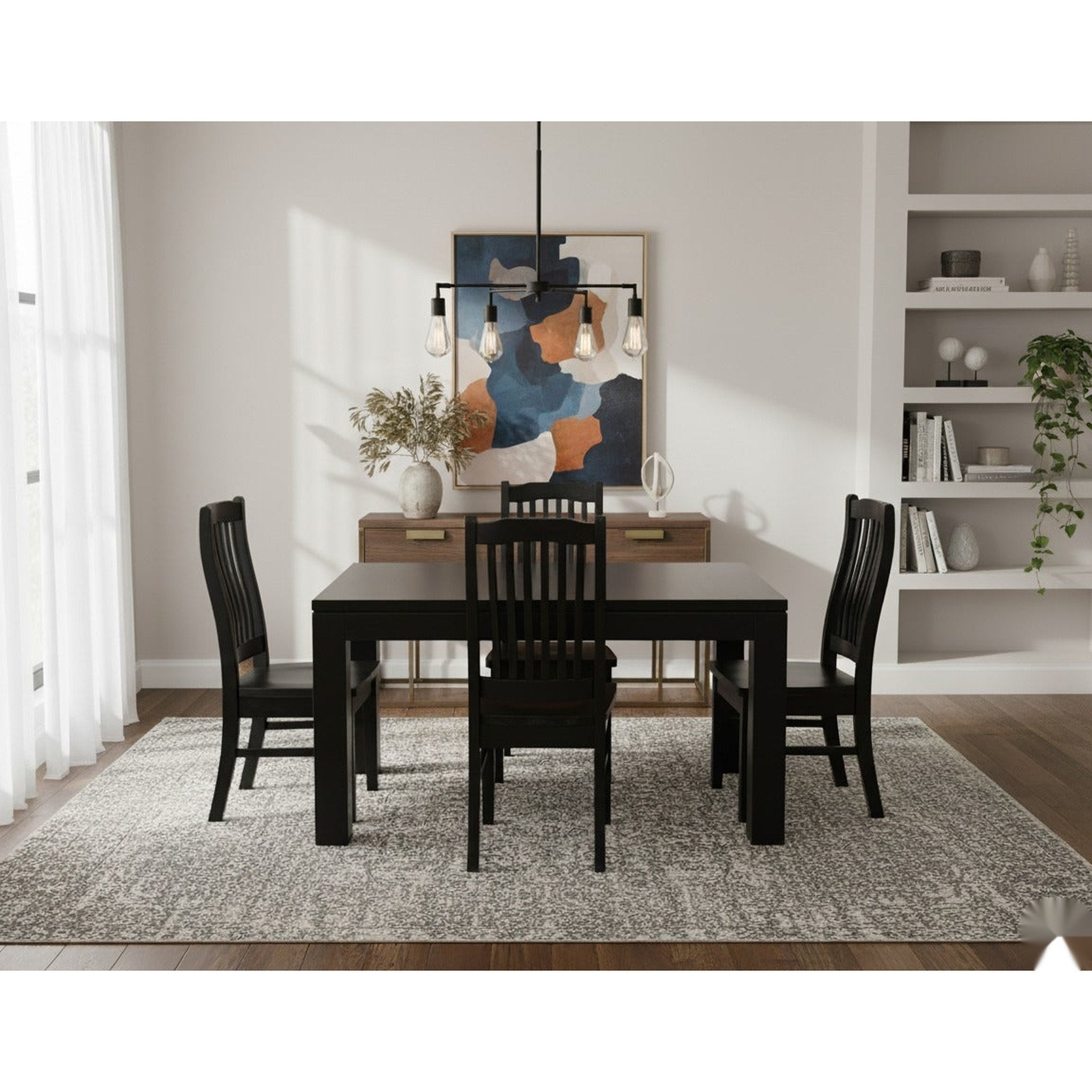 Solid Wood Dining Suite Black - Side View | Furniture World NZ