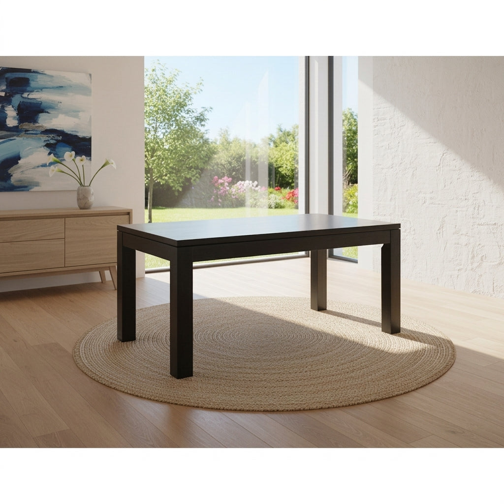 Solid Wood Dining Table Black - Side View | Furniture World NZ