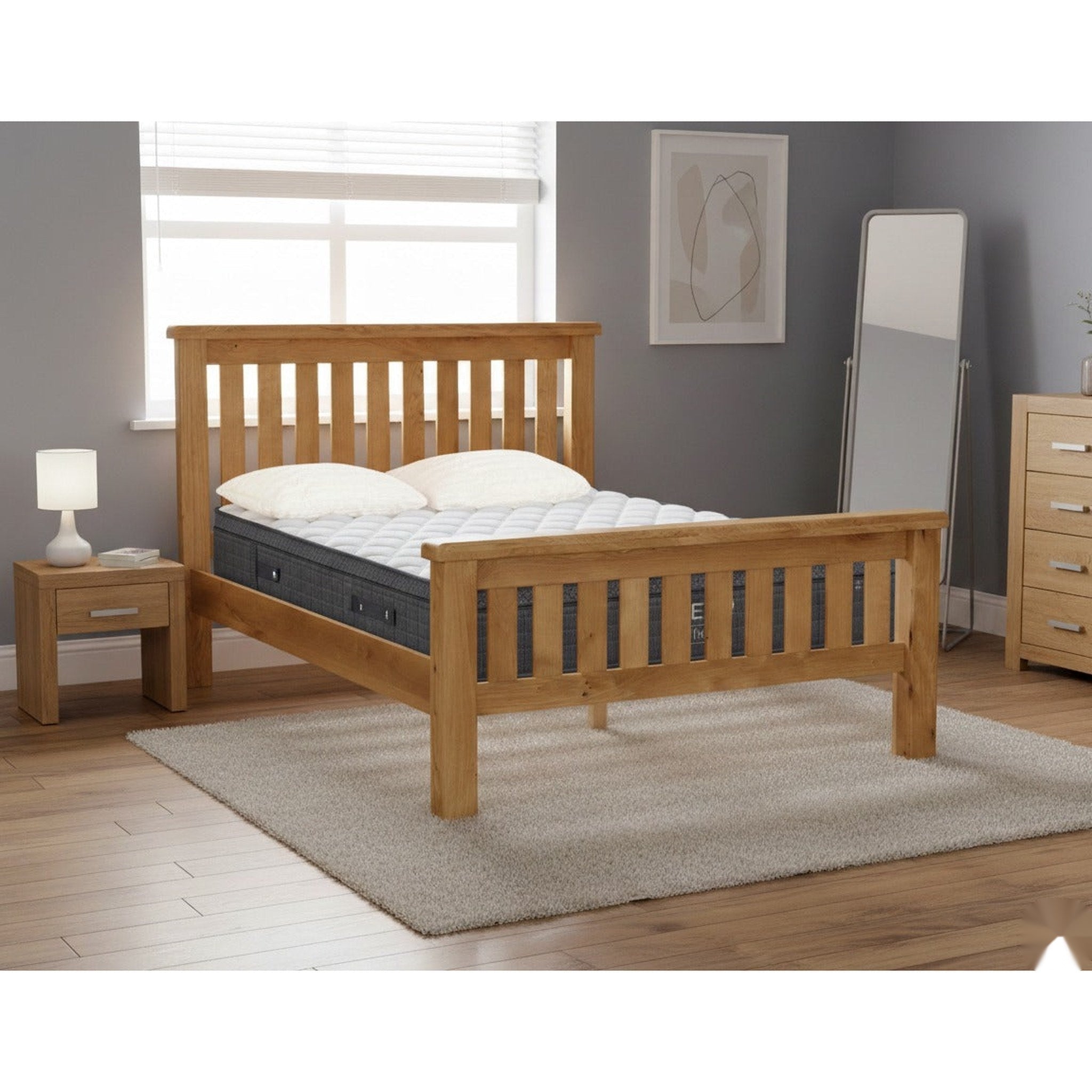 Richard Bed Frame + SleepTime Ultra Mattress - Side View | Furniture World NZ