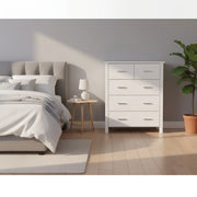 Bella 5 Drw Tallboy White - Side View | Furniture World NZ