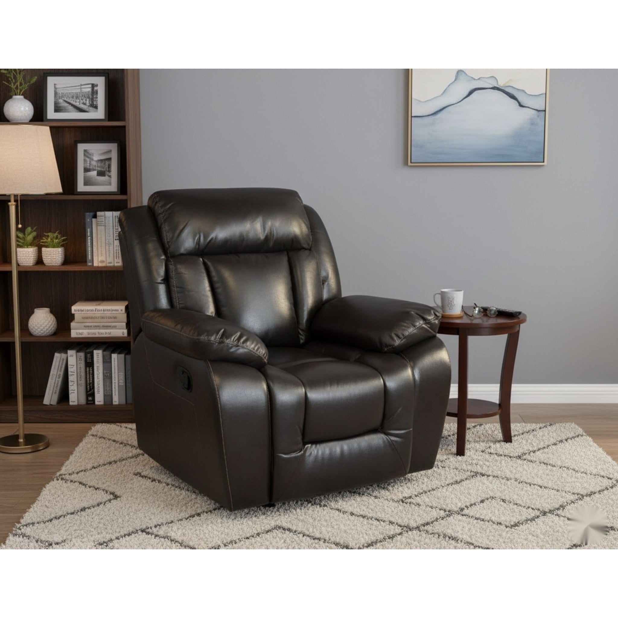 Luxe Recliner Chair Dark Brown - Side View | Furniture World NZ