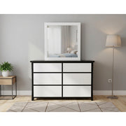 Maverick 6 Drw Dresser / Mirror (Black/White) - Side View | Furniture World NZ