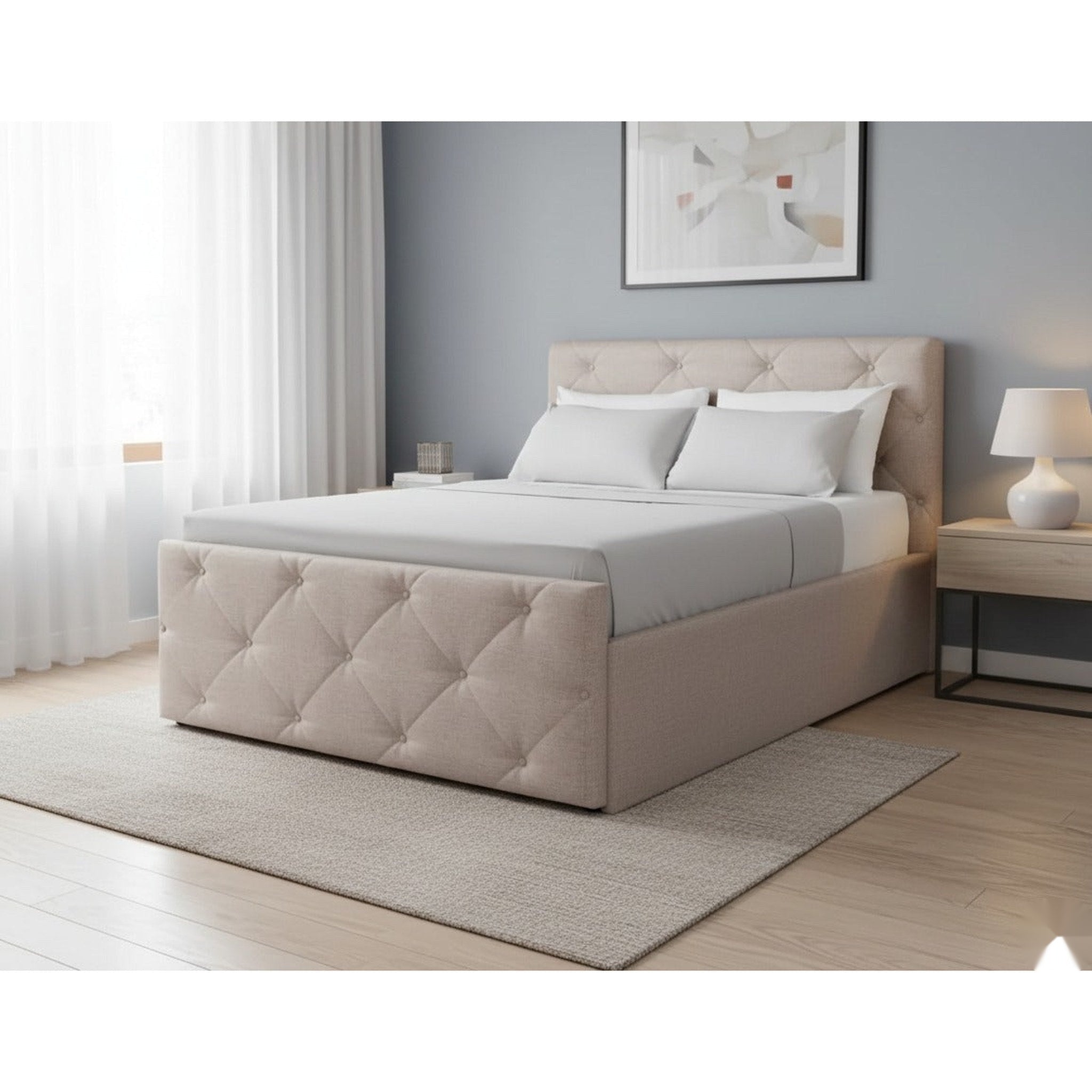 NZ Made Crystal Bed Frame + SleepTime Medium Mattress - Side View | Furniture World NZ