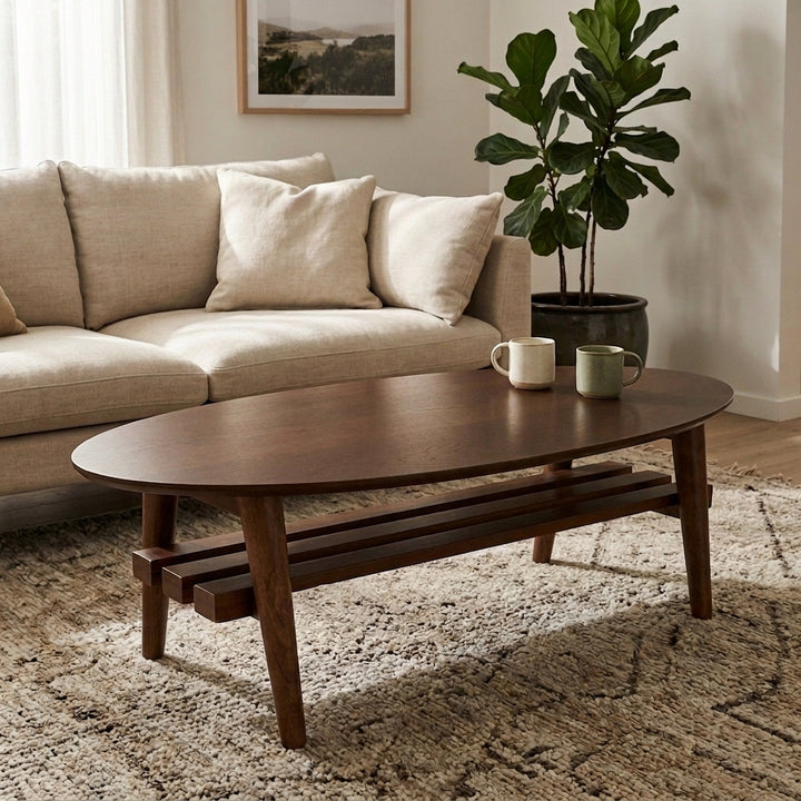 Legacy Wooden Coffee Table Walnut Colour - lifestyle
