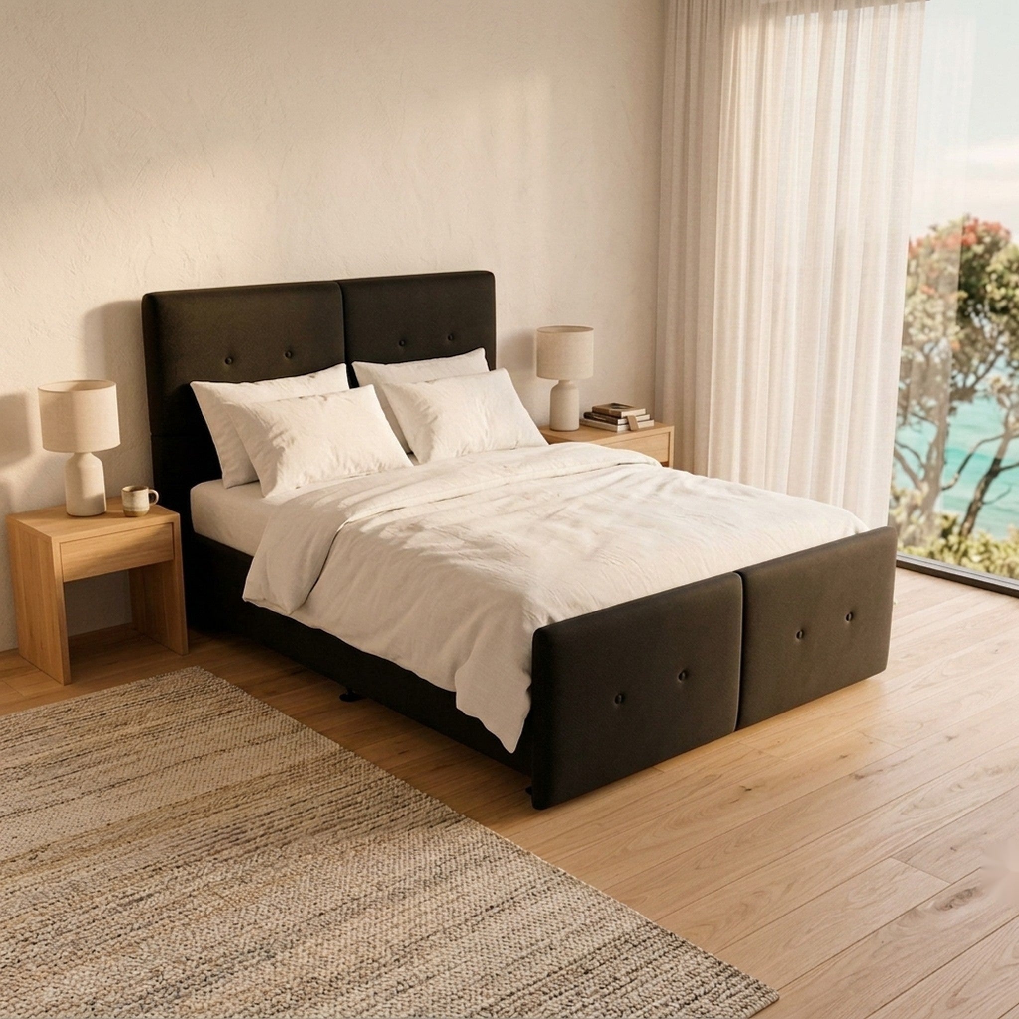 Lifestyle render - NZ Made Aero Bed Frame + Venus Medium Mattress — Bed Bundle