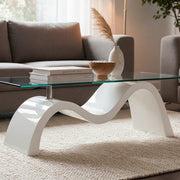 Wave Glasstop Coffee Table White