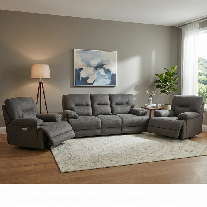 Maryland Fabric Recliner Power Suite With USB (DARK GREY) | Furniture World NZ