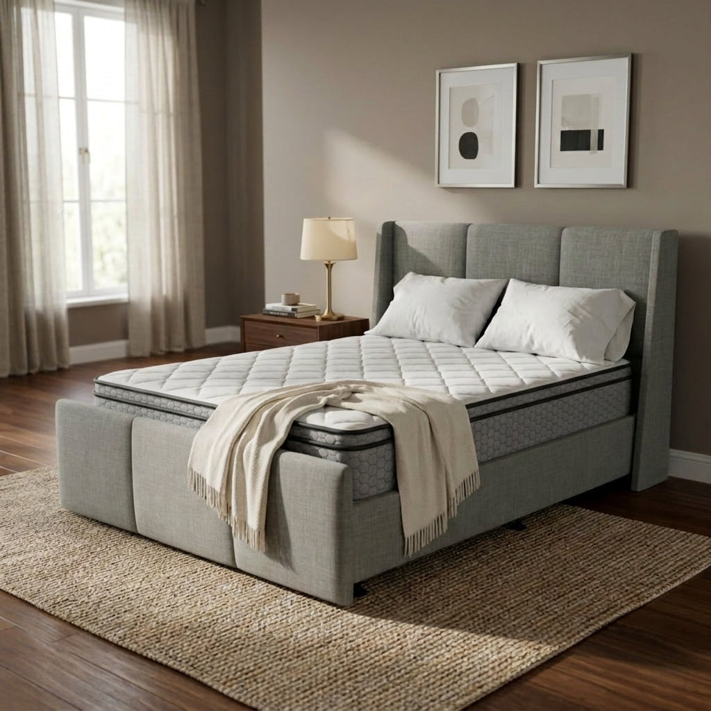 NZ Made Cascade Bed Frame + Bliss Max Medium Mattress | Furniture World NZ