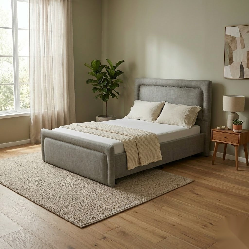 NZ Made Noir Bed Frame + Venus Medium Mattress — Bed Bundle - Side View | Furniture World NZ