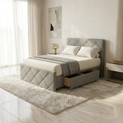 NZ Made Crystal Bed Frame With Drawers + Venus Medium Mattress — Bed Bundle - Side View | Furniture World NZ