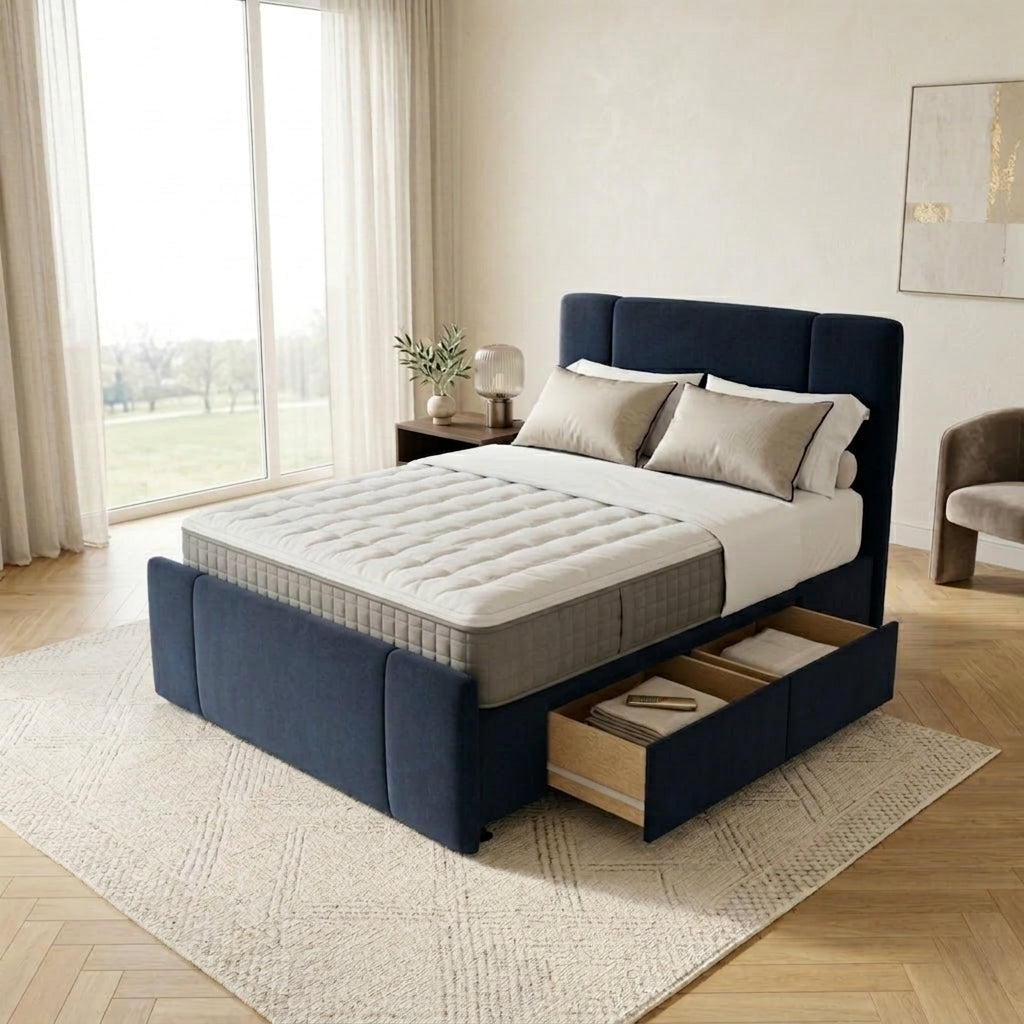 NZ Made Crest Bed Frame With Drawers + Venus Medium Mattress — Bed Bundle | Furniture World NZ