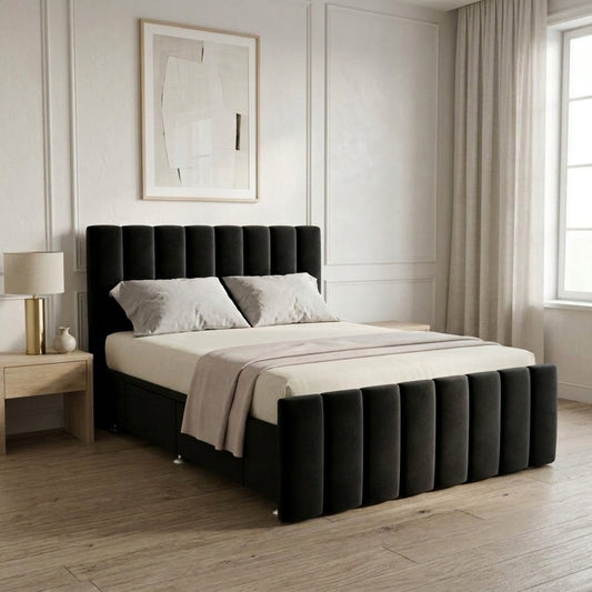 NZ Made Wave Bed Frame With Drawers - alternate view