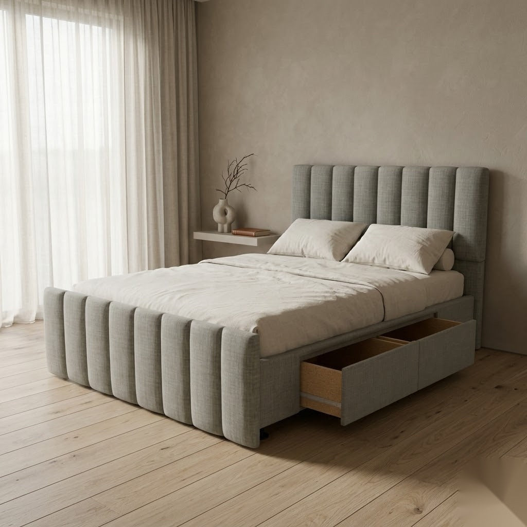 NZ Made Wave Bed Frame With Drawers - Image 4 | Furniture World NZ