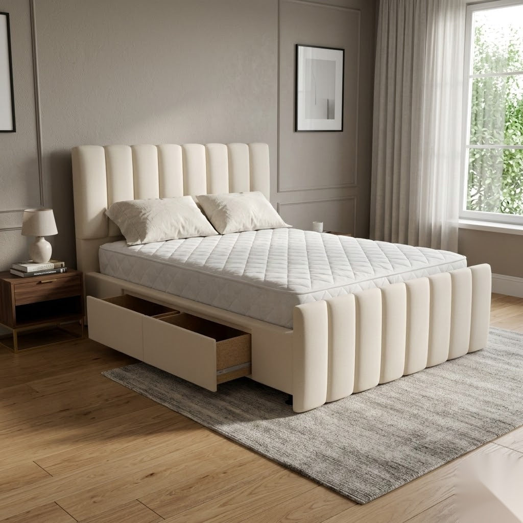 NZ Made Wave Bed Frame With Drawers - Image 5 | Furniture World NZ